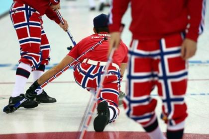 The Norwegian curling team takes the ice at the 2014 Sochi Olympics